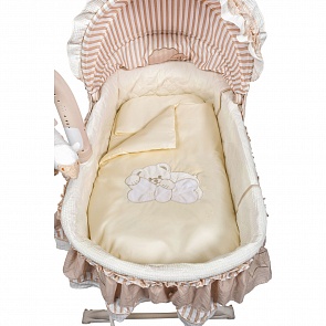 Набор в люльку 6 предметов: одеяло, подушка, пододеяльник, простыня, наволочка, матрас из серии Bear Bow, цвет - бежевый (Kids Fashion, УТ-0002174)